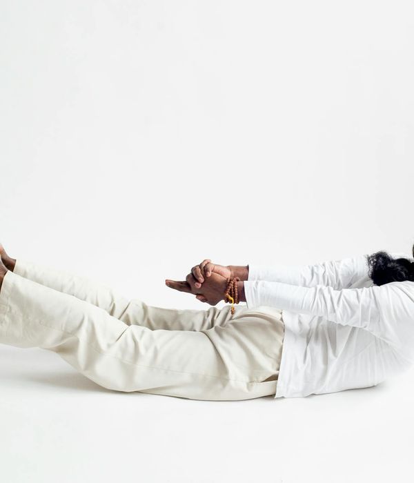 Focused man in a meditative state after a workout.